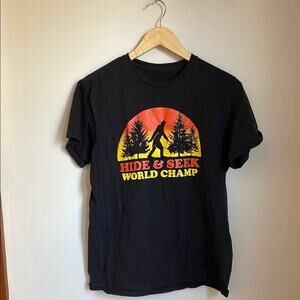 Black Short Sleeve Tee with Bigfoot Graphic